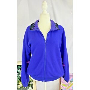 Vintage Hunt Club Zip Up Fleece Sweater XL Purple Aztec Collared Retro Outdoors